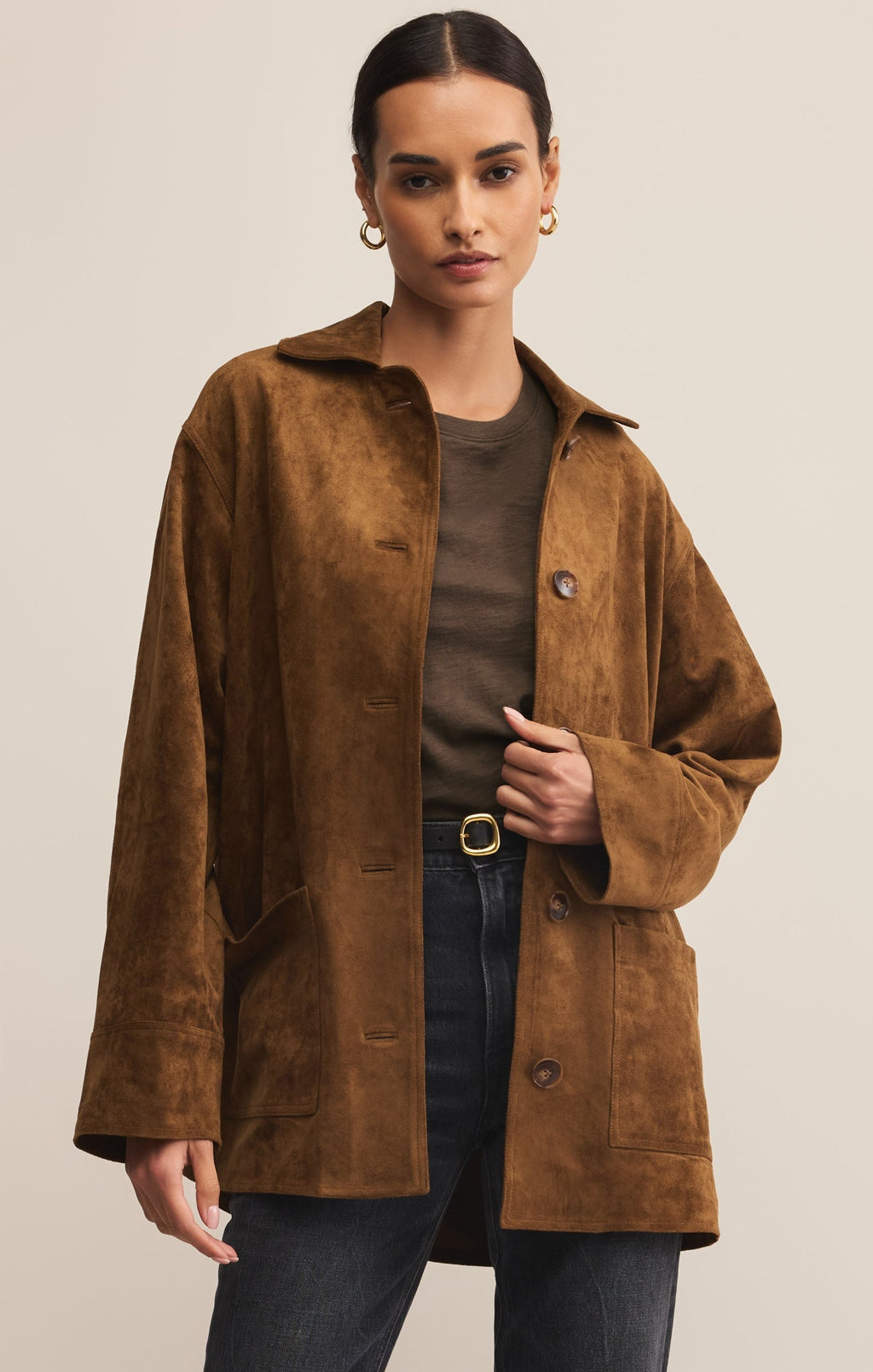 Decker Faux Suede Chore Coat