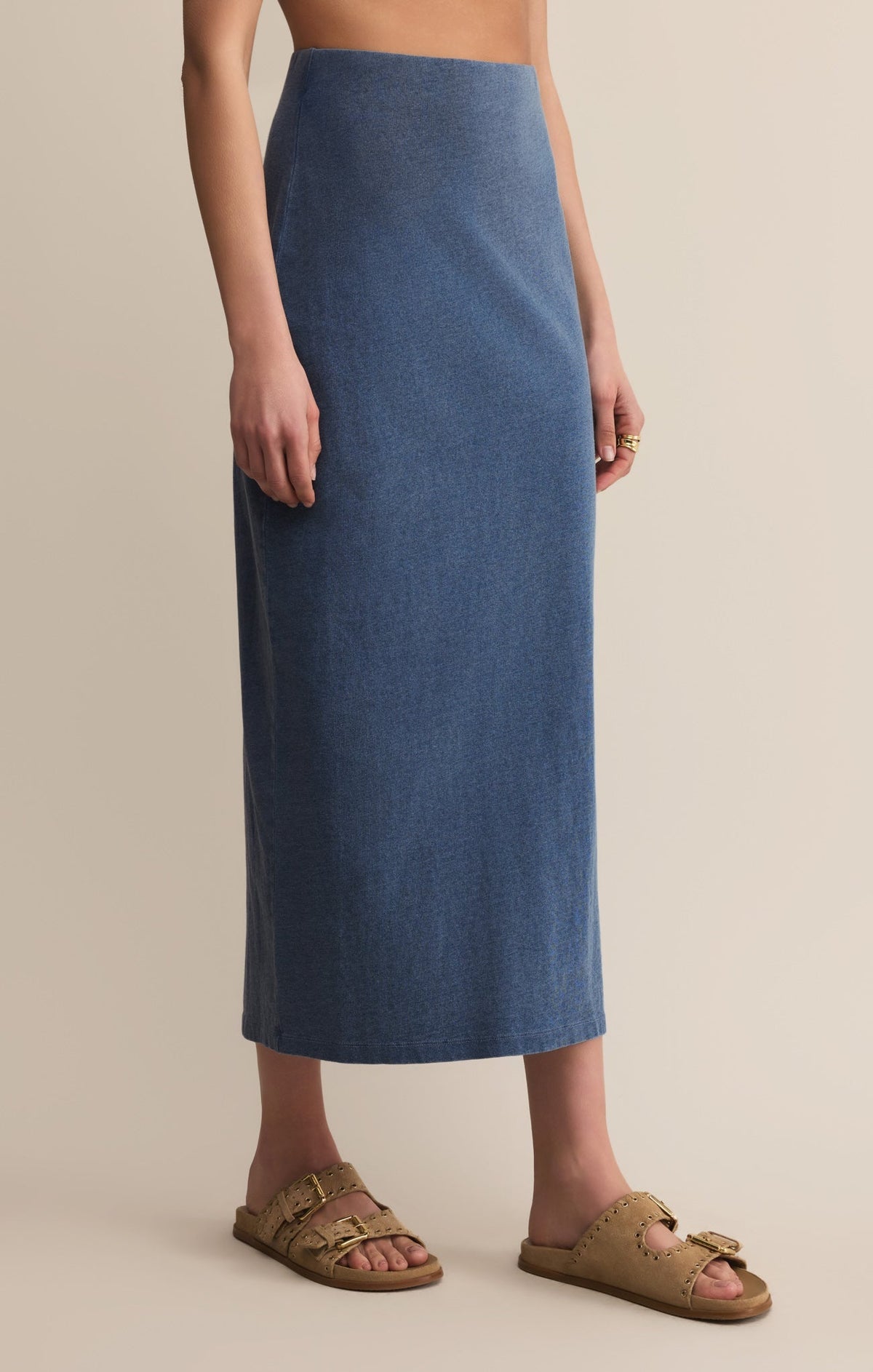 Gail Jersey Denim Midi Skirt