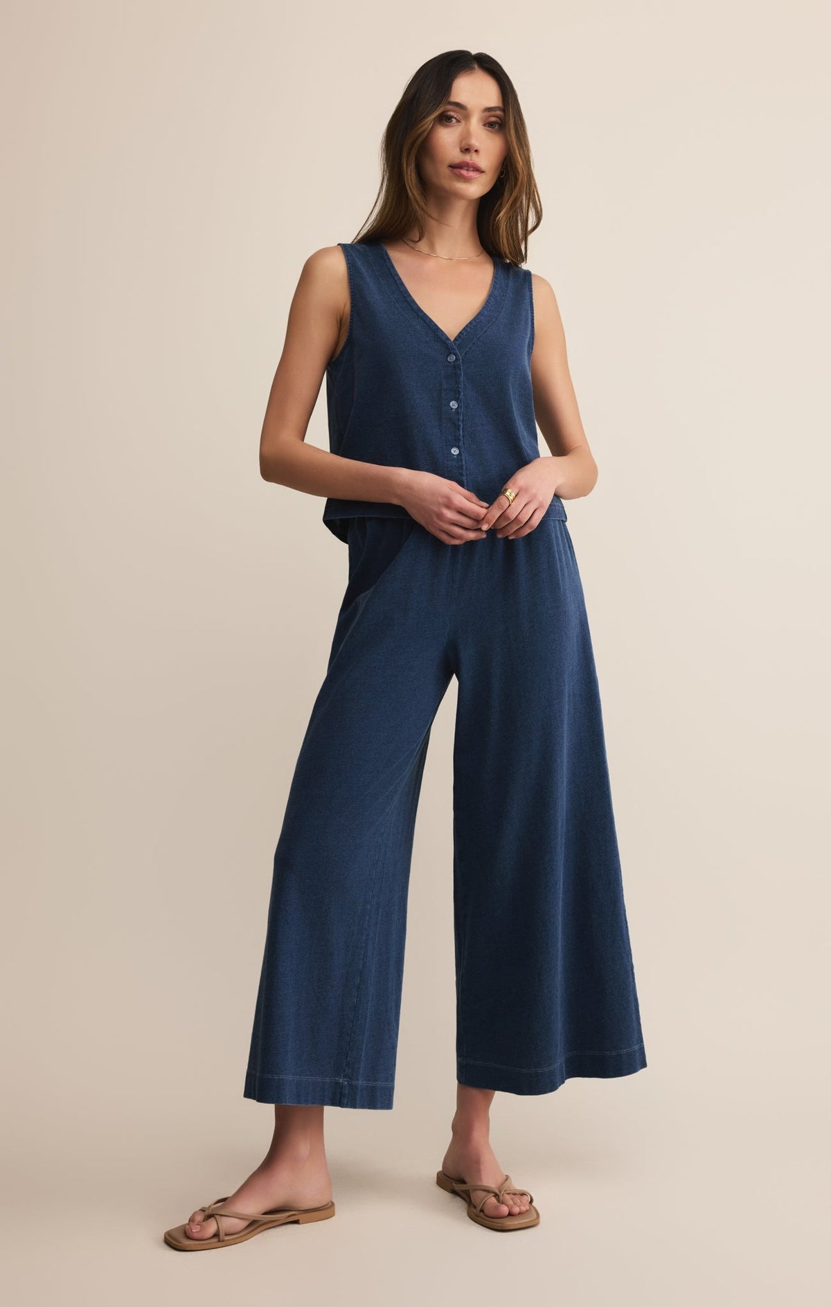 Solace V-Neck Jersey Denim Tank